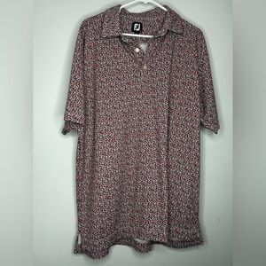 Footjoy Short Sleeve Polo Shirt in Black, White & Red Microprint